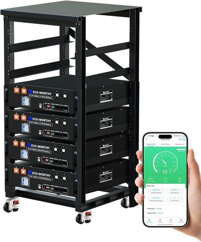ECO-WORTHY 48V 400Ah LiFePO4 Lithium Battery (4 Pack 48V 100AH V3) with BMS, 20.48kWh Capacity, Server Rack Battery with Bluetooth, 6000 Deep Cycles, Ideal for Off-Grid, Solar (BUY Batteries Get Rack) in Saudi Arabia