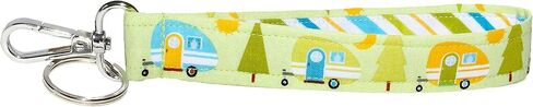 Camping Key Fob Strap - Camper Keychain - Blue Teardrop Trailers - RV Accessories Gift - 1 x 6 Inch Loop - Purse or Wallet Strap - Handmade by Green Acorn Kitchen in Saudi Arabia