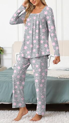 Anyally Women's Fall Pajama Sets, 2-Piece Lounge Sleepwear Ladies Pjs Sets with Pockets in Saudi Arabia