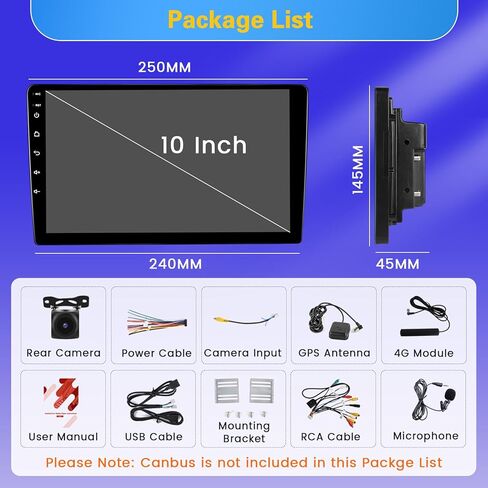 Fuluku[8 Core 4+64GB] ستيريو سيارة مزدوج Din Android 13 مع WiFi، يدعم بطاقة SIM 4G، راديو Android 10.1 بوصة مع Carplay اللاسلكي Android Auto، EQ DSP، GPS، بلوتوث 5.0، AM/FM/RDS، كاميرا احتياطية in Saudi Arabia
