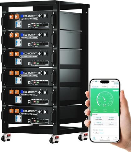 ECO-WORTHY 48V 400Ah LiFePO4 Lithium Battery (4 Pack 48V 100AH V3) with BMS, 20.48kWh Capacity, Server Rack Battery with Bluetooth, 6000 Deep Cycles, Ideal for Off-Grid, Solar (BUY Batteries Get Rack) in Saudi Arabia