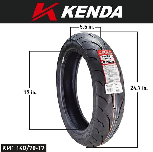 Kenda KM1 (KM001) 120/70ZR17 الإطار الأمامي للدراجة النارية الرياضية 58W-الإطارات الشعاعية مع الاستقرار عالي السرعة والقبضة الرطبة الممتازة مع سلسلة المفاتيح (120/70-17) in Kuwait