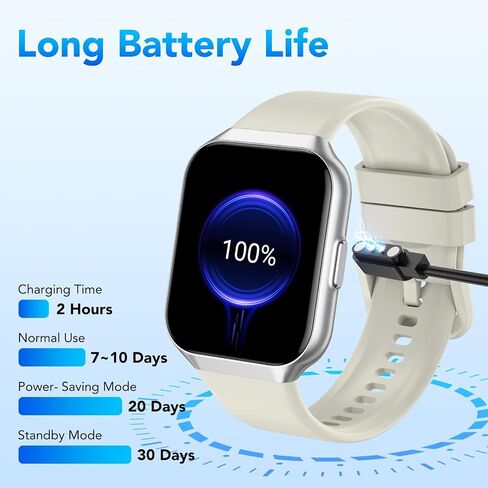 Smart Watch (Answer/Make Calls), 1.96" Smartwatch for Men Women IP68 Waterproof, 110+Sport Modes, Fitness Activity Tracker, Heart Rate Monitor Sleep Step Counter, Smart Watches for Android iPhone Blue in Saudi Arabia