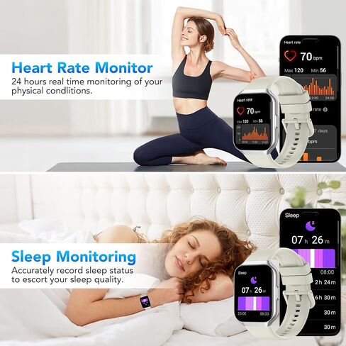 Smart Watch (Answer/Make Calls), 1.96" Smartwatch for Men Women IP68 Waterproof, 110+Sport Modes, Fitness Activity Tracker, Heart Rate Monitor Sleep Step Counter, Smart Watches for Android iPhone Blue in Saudi Arabia