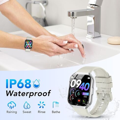 Smart Watch (Answer/Make Calls), 1.96" Smartwatch for Men Women IP68 Waterproof, 110+Sport Modes, Fitness Activity Tracker, Heart Rate Monitor Sleep Step Counter, Smart Watches for Android iPhone Blue in Saudi Arabia