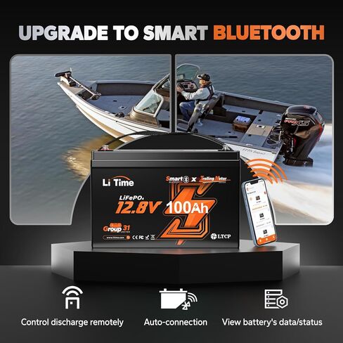 Litime 12V 100ah TM Bluetooth Low-Temptive Protection LifePo4 buit في 100A BMS ، مجموعة 31 بطارية فوسفات الحديد الليثيوم مثالية لمحركات التصيد واليخوت والبحرية والقوارب و RV و Home Energy in Kuwait