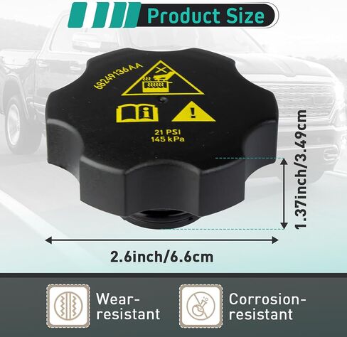 4 Pcs 68442532AA Radiator Coolant Reservoir Cap Replacement for 2013-2021 Ram 1500 2500 3500 4500 5500 for Chrysler for Dodge for Jeep - Replace 68442532AA, 68249136AA, 53479332 in Saudi Arabia