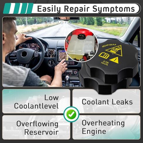 4 Pcs 68442532AA Radiator Coolant Reservoir Cap Replacement for 2013-2021 Ram 1500 2500 3500 4500 5500 for Chrysler for Dodge for Jeep - Replace 68442532AA, 68249136AA, 53479332 in Saudi Arabia