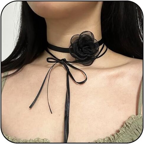 Flower Choker for Women Small Floral Long Wrap Collar Tie Lace choker Necklace Summer Beach Wedding Bride Party Neck Accessories (White) in Saudi Arabia
