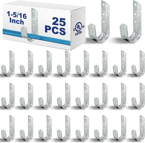 25 Pcs Cable Support J-Hook, Garage Hooks for Hanging, Heavy Duty Metal Network J-Hook for Cable and Wire Management Wall Mount J Utility Hooks, G60 Galvanized Steel(Gold, 1-5/16 Inch) in Saudi Arabia