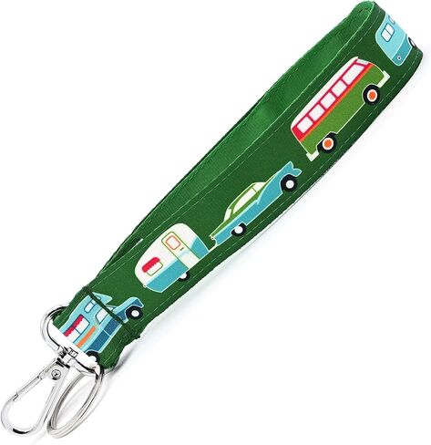 Camper Keychain - Red Key Fob Strap - 1 x 6 Inch Loop - Vintage Car & Trailer - Camper Van - Fifth Wheel - Truck Camper - A-Frame Trailer - Cute Camping Gift - Handmade by Green Acorn Kitchen in Saudi Arabia