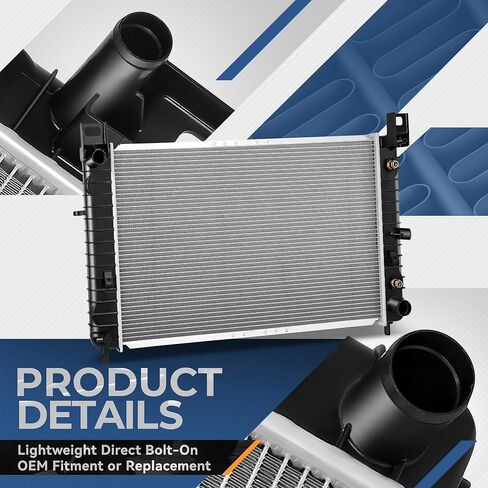 Auto Dynasty Radiator Compatible with 1999-2006 Silverado Sierra Yukon Tahoe Suburban 4.3L 4.8L 5.3L AT, DPI 2334 Factory Style 1-Row Cooling Radiator, 28-1/4" W X 18-11/16" H X 1" D in Kuwait