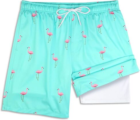 MILANKERR بدلات استحمام رجالي سروال سباحة رجالي مقاس 7 بوصات سروال ركوب الأمواج للرجال مع بطانة مضغوطة مقاس 32 34 مقاس سمكة خضراء حادة متوسط in Kuwait