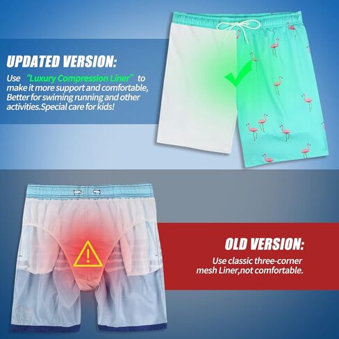 MILANKERR بدلات استحمام رجالي سروال سباحة رجالي مقاس 7 بوصات سروال ركوب الأمواج للرجال مع بطانة مضغوطة مقاس 32 34 مقاس سمكة خضراء حادة متوسط in Kuwait