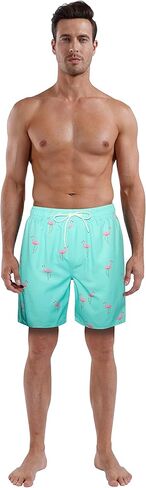 MILANKERR بدلات استحمام رجالي سروال سباحة رجالي مقاس 7 بوصات سروال ركوب الأمواج للرجال مع بطانة مضغوطة مقاس 32 34 مقاس سمكة خضراء حادة متوسط in Kuwait