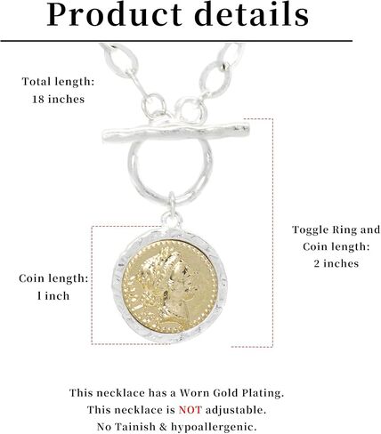 Cmarts Antique Gold Plated Roman Coin Necklace for Women 18 Inch Chain Pendant Necklace Birthday Anniversary Jewelry Gift for Women in Saudi Arabia