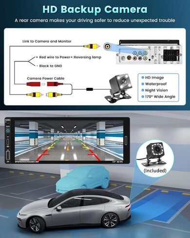 Hikity 6.9 بوصة Carplay Car Stereo Single Din Car Radio Android Auto، HD شاشة تعمل باللمس مع بلوتوث 5.0 التحكم الصوتي مرآة وصلة FM RDS EQ SWC، جهاز استقبال صوت السيارة مع USB/SWC/MIC/AUX-in in Saudi Arabia