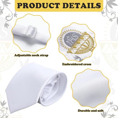2 Pcs First Communion Arm Band Boy's White Tie with Cross Solid Pattern White Tie Religious Gifts Catholic First Holy Communion White Satin Arm Bow for 1st Communion Baptism or Confirmation in Saudi Arabia