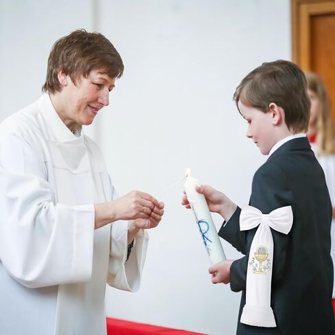 2 Pcs First Communion Arm Band Boy's White Tie with Cross Solid Pattern White Tie Religious Gifts Catholic First Holy Communion White Satin Arm Bow for 1st Communion Baptism or Confirmation in Saudi Arabia