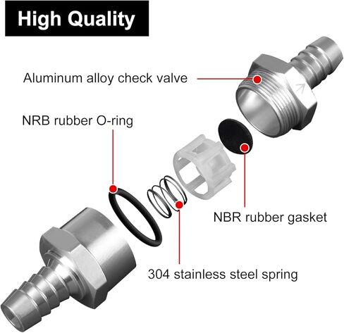 1/4" Fuel Check Valve, 2PCS OD 6mm One Way Bleeder Valve Inline Non Return for Diesel Gasoline Silver in Kuwait