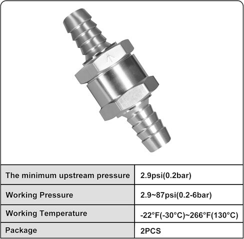 1/4" Fuel Check Valve, 2PCS OD 6mm One Way Bleeder Valve Inline Non Return for Diesel Gasoline Silver in Kuwait