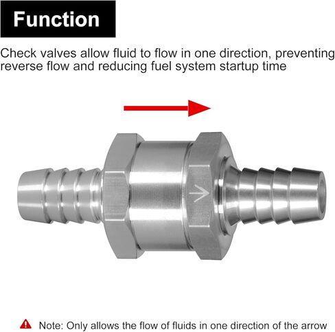 1/4" Fuel Check Valve, 2PCS OD 6mm One Way Bleeder Valve Inline Non Return for Diesel Gasoline Silver in Kuwait