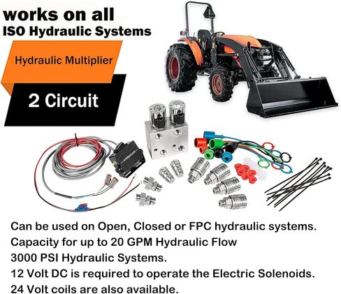 Hydraulic Multiplier Kit - SCV Splitter Valve 2 Circuit fit for JohnDeere/Case/Kubota Tractors,SCV Splitter/Diverter Manifold Valve with Switch Box Control,Hydraulic Multiplier 2 Circuit Kit 3000 PSI in Saudi Arabia