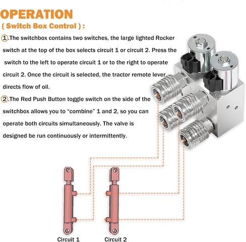Hydraulic Multiplier Kit - SCV Splitter Valve 2 Circuit fit for JohnDeere/Case/Kubota Tractors,SCV Splitter/Diverter Manifold Valve with Switch Box Control,Hydraulic Multiplier 2 Circuit Kit 3000 PSI in Saudi Arabia