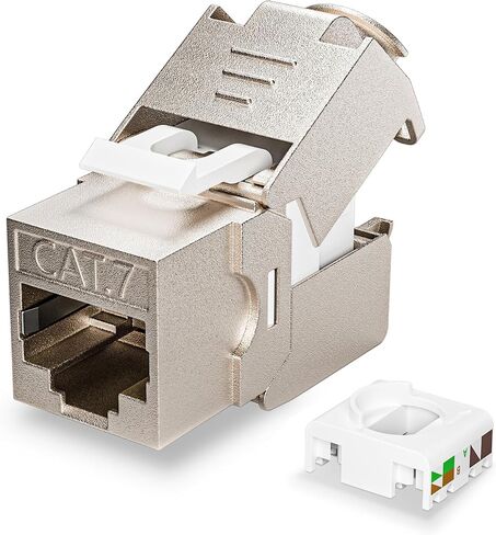 12-Pack Shielded Cat6A / Cat6 Keystone Jack 10Gbps Zinc-Alloy Housing Modular Termination | Easy Internet Tool Free Jacks | for Cat6A up to 23AWG Solid Bulk S/FTP Ethernet Cable in Saudi Arabia