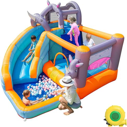 SunSports Inflatable Water Slide - Bounce House for Kids,Bouncy Castle for Kids Outdoor,Water Bounce House with Slide,Inflatable Water Park,Rocket Bounce House with Blower in Saudi Arabia