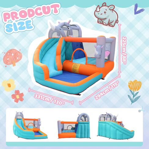 SunSports Inflatable Water Slide - Bounce House for Kids,Bouncy Castle for Kids Outdoor,Water Bounce House with Slide,Inflatable Water Park,Rocket Bounce House with Blower in Saudi Arabia