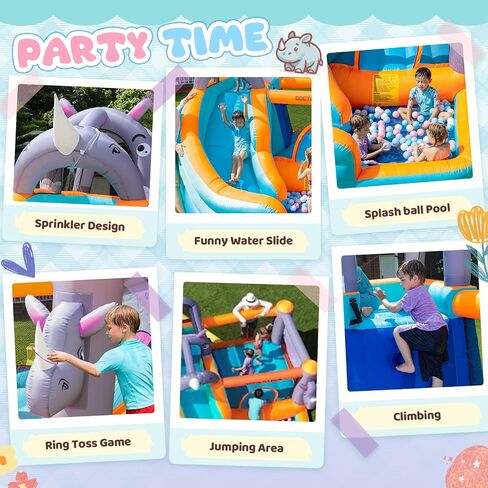 SunSports Inflatable Water Slide - Bounce House for Kids,Bouncy Castle for Kids Outdoor,Water Bounce House with Slide,Inflatable Water Park,Rocket Bounce House with Blower in Saudi Arabia