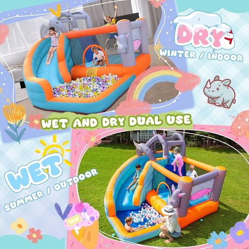 SunSports Inflatable Water Slide - Bounce House for Kids,Bouncy Castle for Kids Outdoor,Water Bounce House with Slide,Inflatable Water Park,Rocket Bounce House with Blower in Saudi Arabia