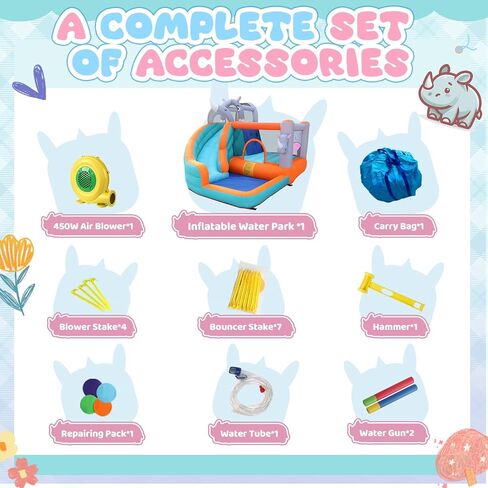 SunSports Inflatable Water Slide - Bounce House for Kids,Bouncy Castle for Kids Outdoor,Water Bounce House with Slide,Inflatable Water Park,Rocket Bounce House with Blower in Saudi Arabia