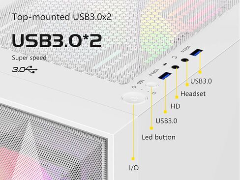 SAMA 3509 EATX ATX Mid Tower Gaming PC Case, 4 ARGB Fans, Mesh Fron White in Kuwait