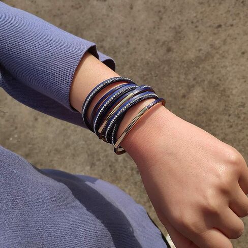 Artilady Boho Heart Natural Stone Bracelets - Black Obsidian Agate Wrap Leather Handmade Bracelet Healing Crystal Beaded Jewelry for Women Girls in Saudi Arabia