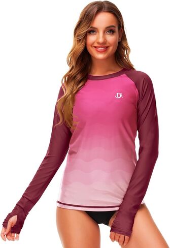 العلم الأمريكي المرأة Rashguard طويلة الأكمام الشمس واقية الوطنية الصيف قمصان المياه M in Saudi Arabia