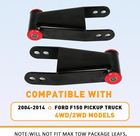ECOTRIC 2"-3" Lowering Drop Shackles Rear Compatible With 2004-2014 Ford F150 F-150 Rear leveling shackles Adjustable 2" to 3" Leveling kit 2wd Black in Saudi Arabia