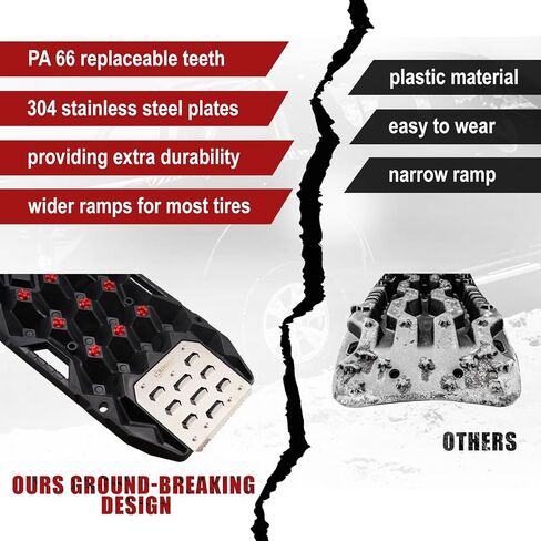 BUNKER INDUST Gen 11th Traction Boards with Mounting Kit, Pair Offroad Recovery Tracks with Jack Base for 4X4 Jeep Truck Tire Traction-Sand,Mud, Snow Ramps (Black) in Saudi Arabia