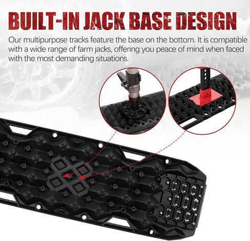 BUNKER INDUST Gen 11th Traction Boards with Mounting Kit, Pair Offroad Recovery Tracks with Jack Base for 4X4 Jeep Truck Tire Traction-Sand,Mud, Snow Ramps (Black) in Saudi Arabia
