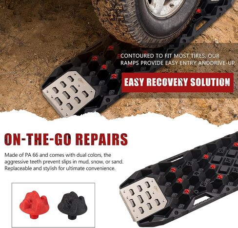 BUNKER INDUST Gen 11th Traction Boards with Mounting Kit, Pair Offroad Recovery Tracks with Jack Base for 4X4 Jeep Truck Tire Traction-Sand,Mud, Snow Ramps (Black) in Saudi Arabia