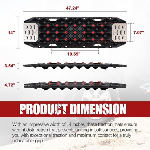 BUNKER INDUST Gen 11th Traction Boards with Mounting Kit, Pair Offroad Recovery Tracks with Jack Base for 4X4 Jeep Truck Tire Traction-Sand,Mud, Snow Ramps (Black) in Saudi Arabia