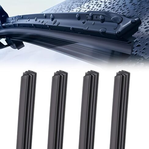 Bewudy 4PCS Car Windshield Wiper Blade Strips, DIY Adjustable Car Windscreen Wiper Rubber Strips, Silicone Car Frameless Window Replacement Universal for SUV Truck Van in Saudi Arabia