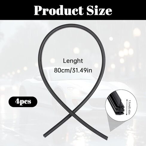 Bewudy 4PCS Car Windshield Wiper Blade Strips, DIY Adjustable Car Windscreen Wiper Rubber Strips, Silicone Car Frameless Window Replacement Universal for SUV Truck Van in Saudi Arabia