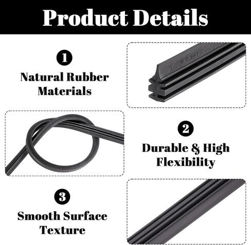 Bewudy 4PCS Car Windshield Wiper Blade Strips, DIY Adjustable Car Windscreen Wiper Rubber Strips, Silicone Car Frameless Window Replacement Universal for SUV Truck Van in Saudi Arabia