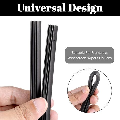 Bewudy 4PCS Car Windshield Wiper Blade Strips, DIY Adjustable Car Windscreen Wiper Rubber Strips, Silicone Car Frameless Window Replacement Universal for SUV Truck Van in Saudi Arabia