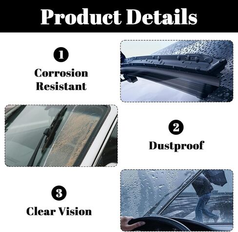 Bewudy 4PCS Car Windshield Wiper Blade Strips, DIY Adjustable Car Windscreen Wiper Rubber Strips, Silicone Car Frameless Window Replacement Universal for SUV Truck Van in Saudi Arabia