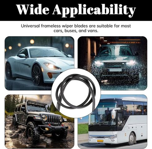 Bewudy 4PCS Car Windshield Wiper Blade Strips, DIY Adjustable Car Windscreen Wiper Rubber Strips, Silicone Car Frameless Window Replacement Universal for SUV Truck Van in Saudi Arabia