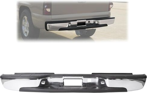 KUAFU Chrome Rear Step Bumper Compatible with 1999-2006 Chevy Chevrolet Silverado GMC Sierra 1500 2500 Steel with License Plate Light Replacement for GM1103122 12496085 in Saudi Arabia