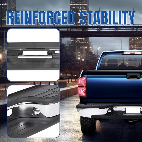 KUAFU Chrome Rear Step Bumper Compatible with 1999-2006 Chevy Chevrolet Silverado GMC Sierra 1500 2500 Steel with License Plate Light Replacement for GM1103122 12496085 in Saudi Arabia